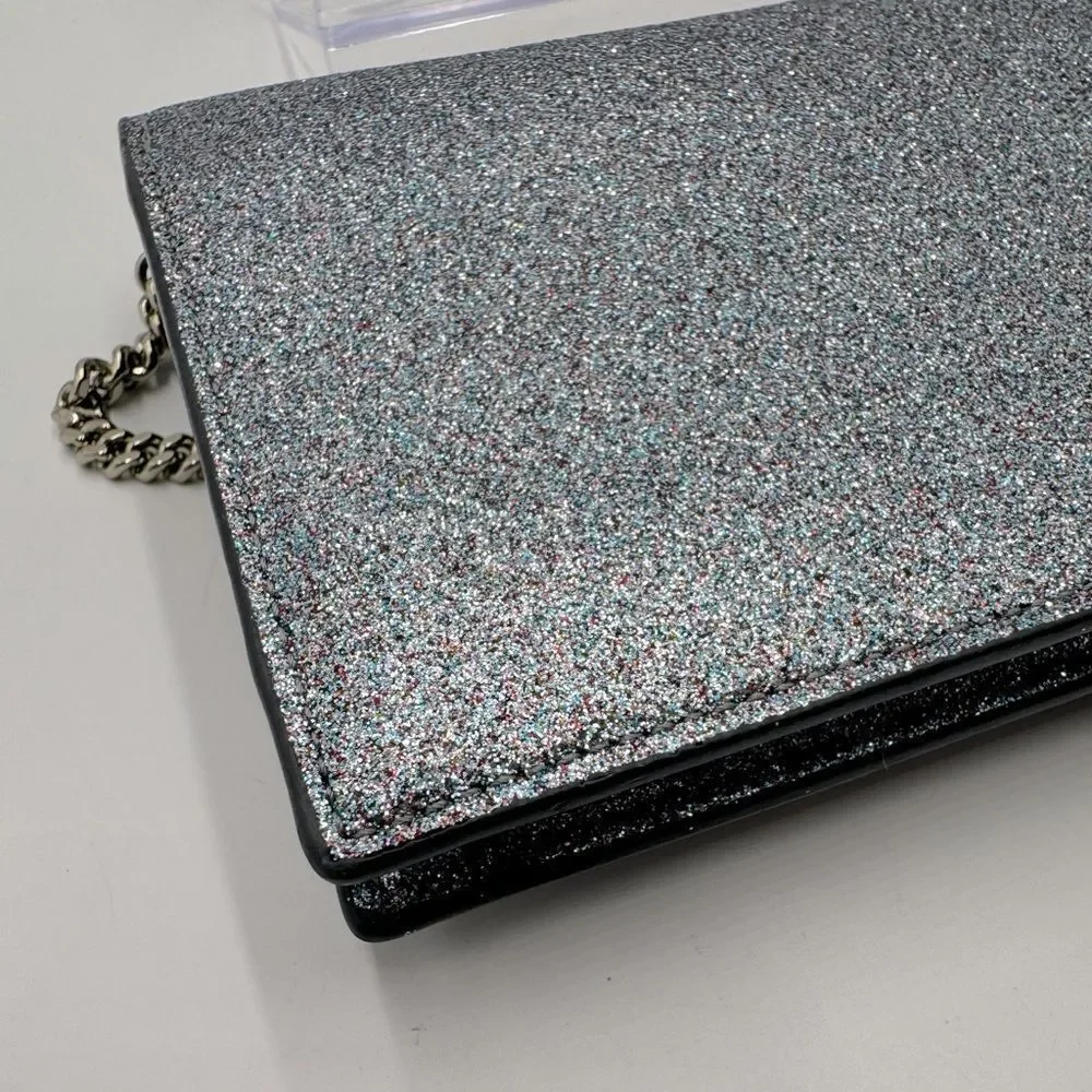 Auth Jimmy Choo Lilia Shadded Glitter Multicolor Fabric Clutch Preloved Purse